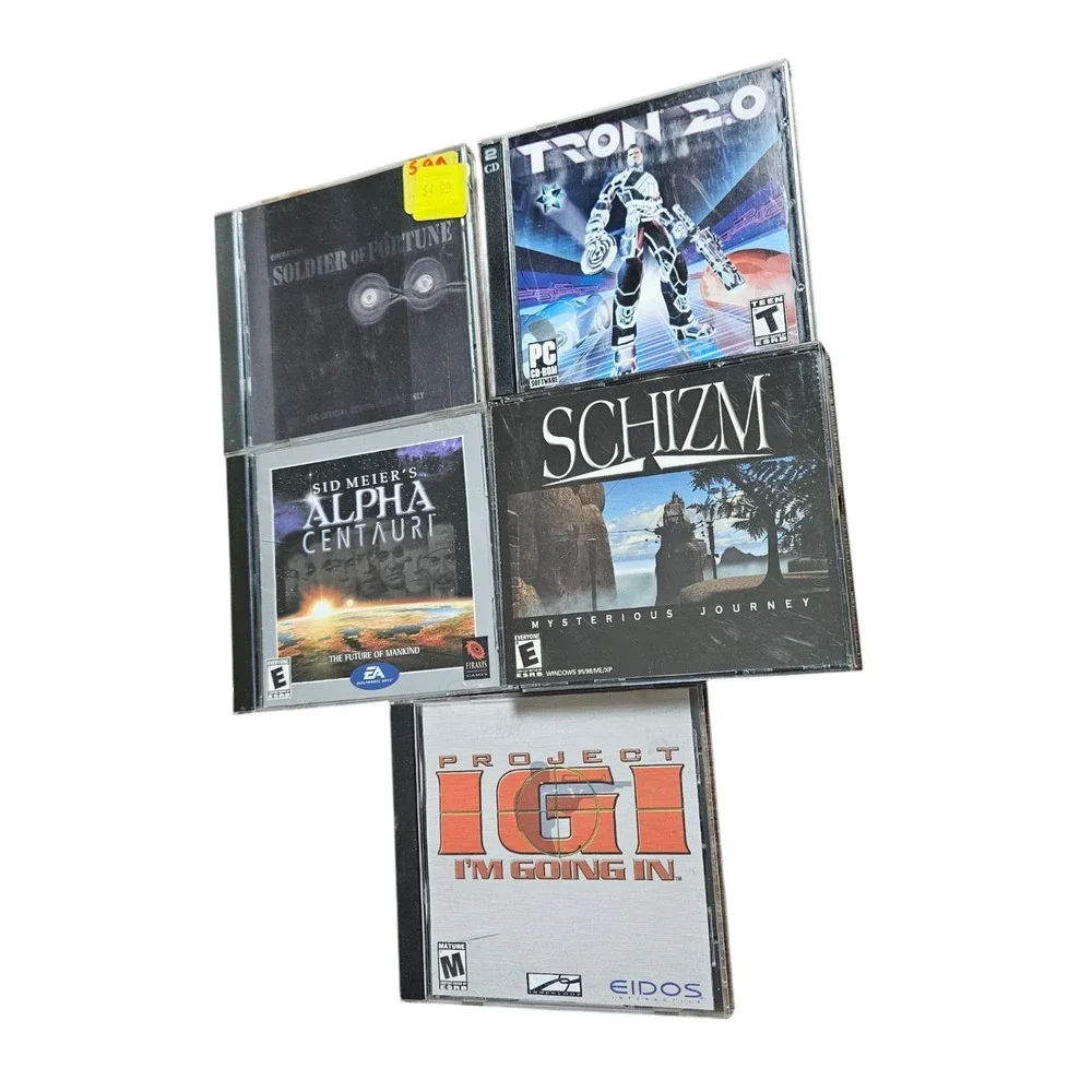 Lot of 5 PC Games Retro - Soldier of Fortune, Tron 2.0, Schizm, Alpha Centauri